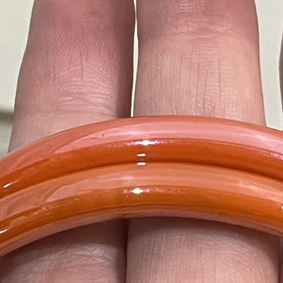 Set Of 2 Unbranded Vintage Orange Glass Bangle Bracelets - Picture 9 of 15